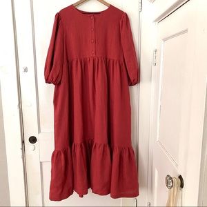 OffOn Raspberry Linen Dress